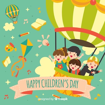 Happy children's day background in flat design Free Vector