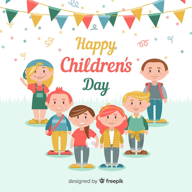 Happy children's day background in flat design