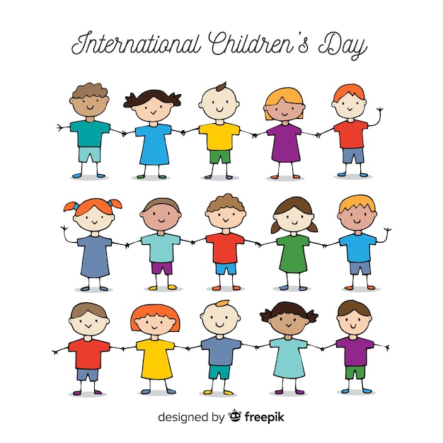 Happy children's day background in hand drawn style