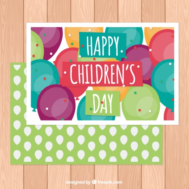 Happy children's day card with colorful balloons