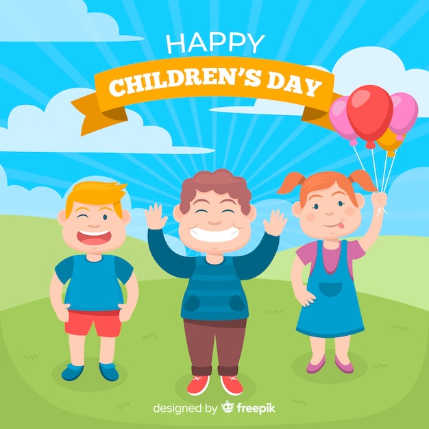 Happy children's day in flat style