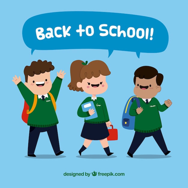 Free vector happy children in school uniform