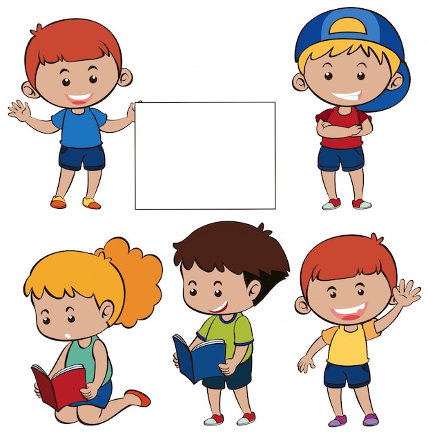 Happy children and white paper vector templates free to download