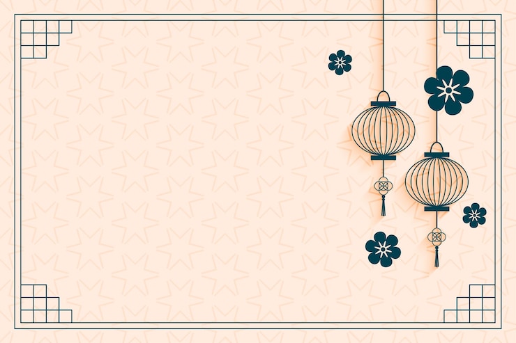 Free Vector happy chinese greeting background with lantern and text space