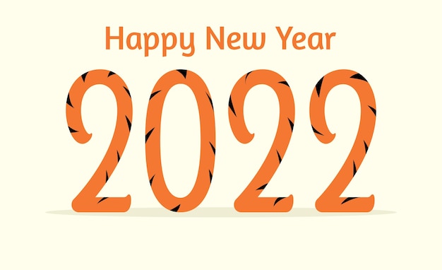 Happy chinese new year 2022 card. funny numbers 2022. year of the tiger.