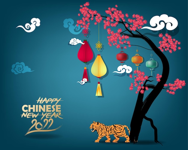 Happy chinese new year 2022  year of the tiger lunar new year