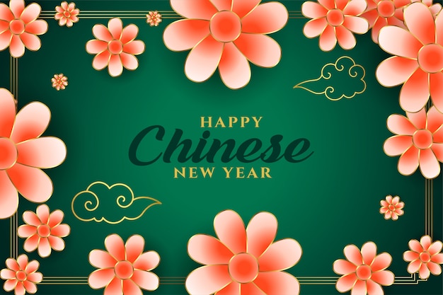 Free vector happy chinese new year beautiful flowers