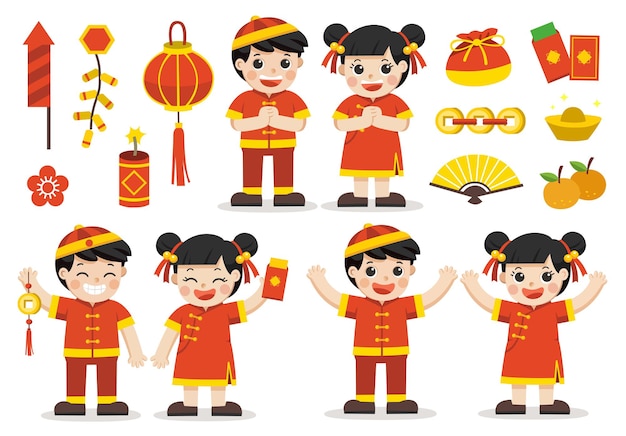 Happy chinese new year decoration collection.