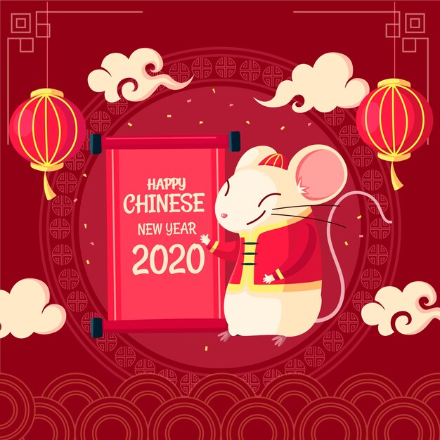 Happy chinese new year in flat design