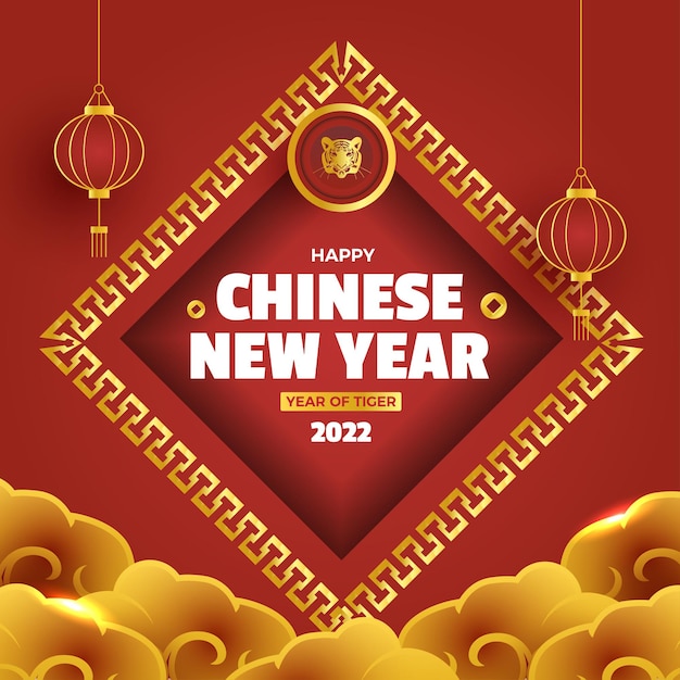 Happy chinese new years of tiger social template