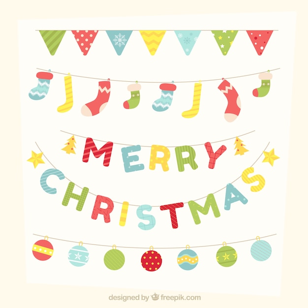 Free vector happy christmas background with colorful decoration