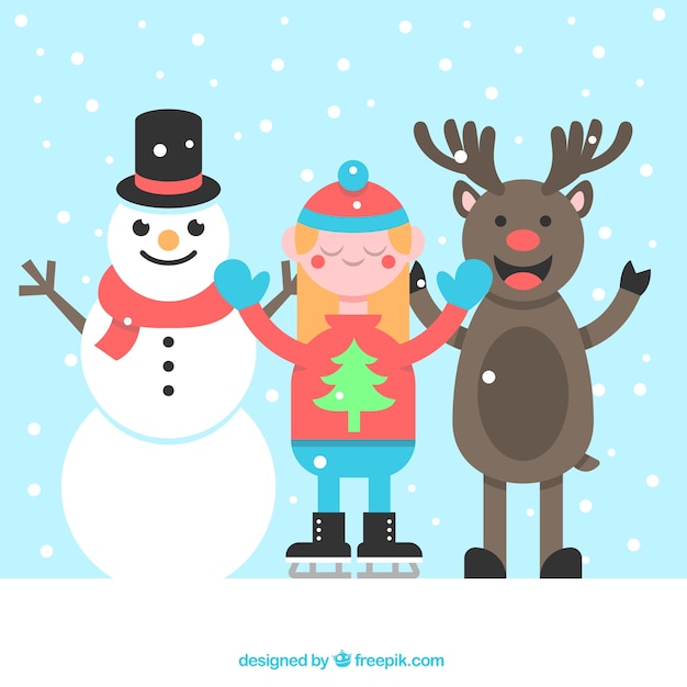Free vector happy christmas characters