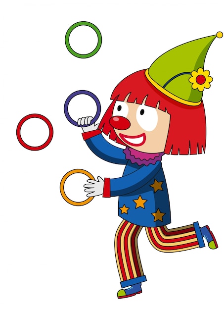 Free vector happy clown juggling rings