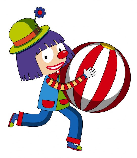 Счастливый клоун с пляжным мячом