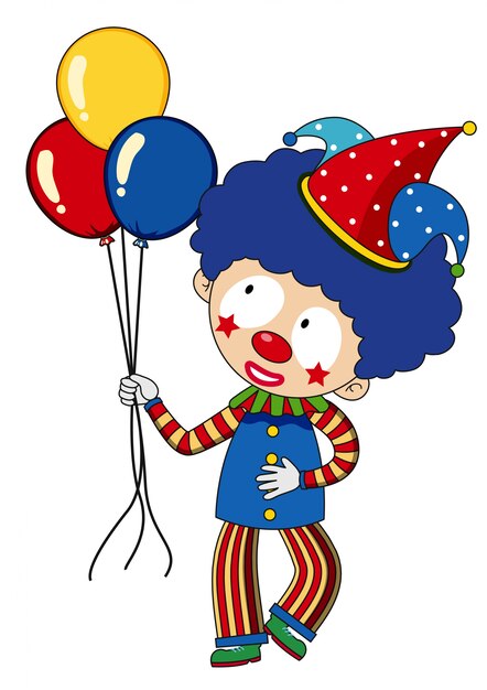 Счастливый клоун с разноцветными воздушными шарами