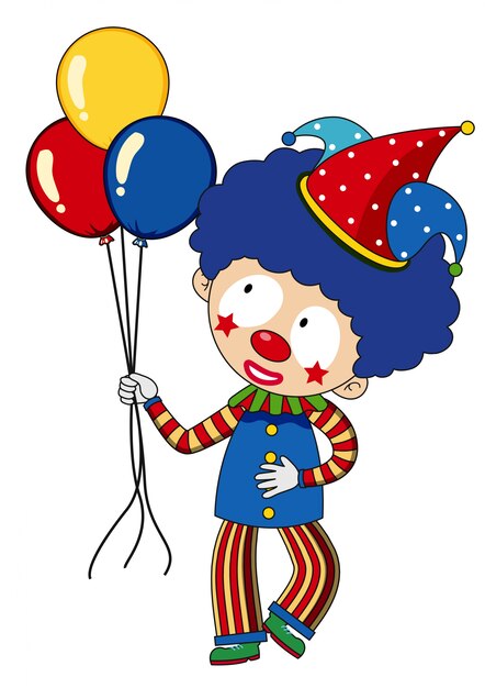 Happy clown with colorful balloons