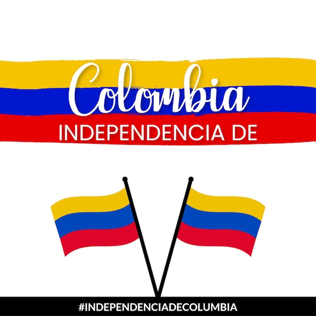 Happy Colombia Independencia De Yellow Blue Red Background Social Media Design Banner Free Vector