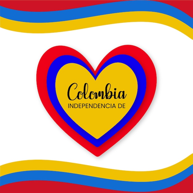 Felice colombia independencia de giallo blu rosso sfondo social media design banner vettore gratuito
