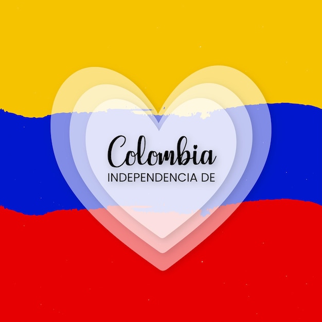 Happy Colombia Independencia De Yellow Blue Red Background Social Media Design Banner Бесплатные векторы