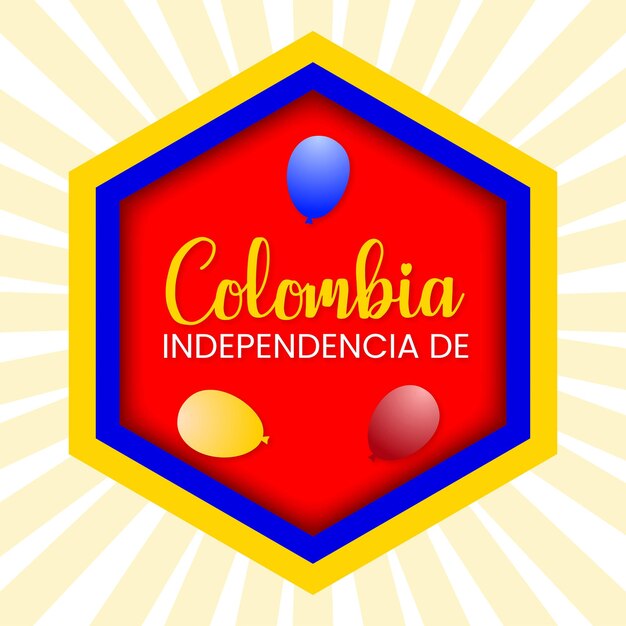 happy colombia independencia de yellow blue red background social media design banner free vector