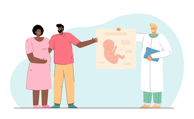 Happy couple expecting baby. flat illustration