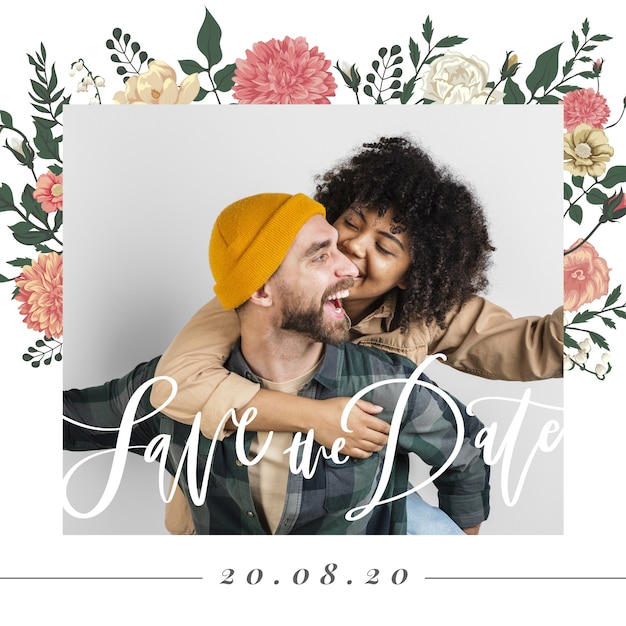 Free vector happy couple with woman kissing the man