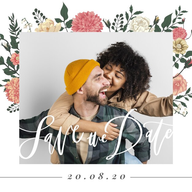 happy couple with woman kissing the man