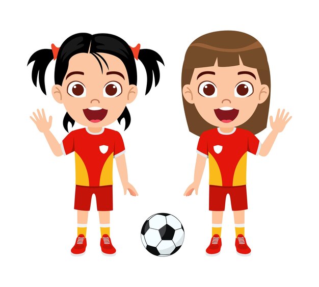 女子サッカー選手のかわいいキャラクター プレミアムベクター