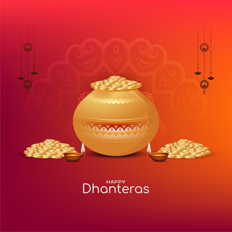 मुफ़्त वेक्टर happy dhanteras auspicious indian festival prosperity background