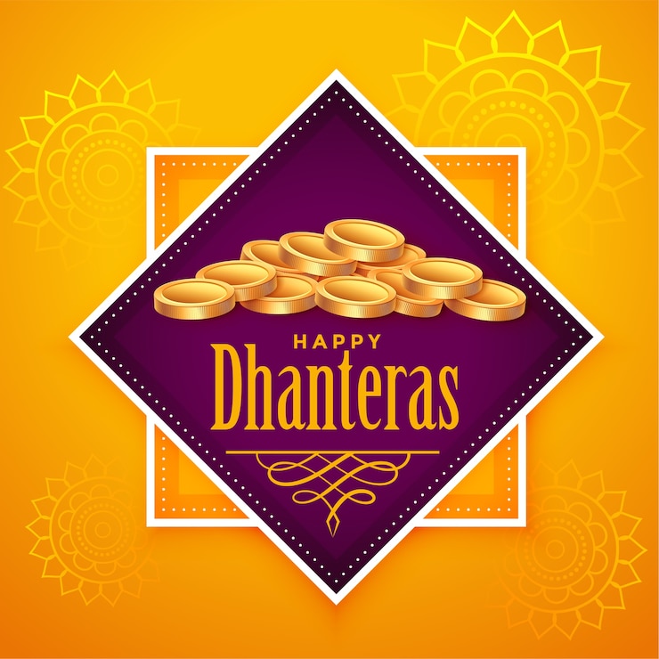 मुफ़्त वेक्टर happy dhanteras backgorund with many golden coins