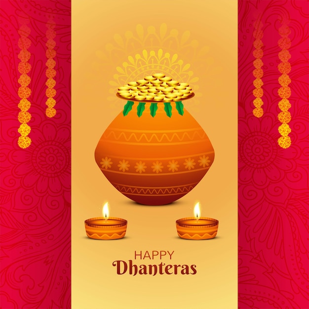 Free vector happy dhanteras card festival background