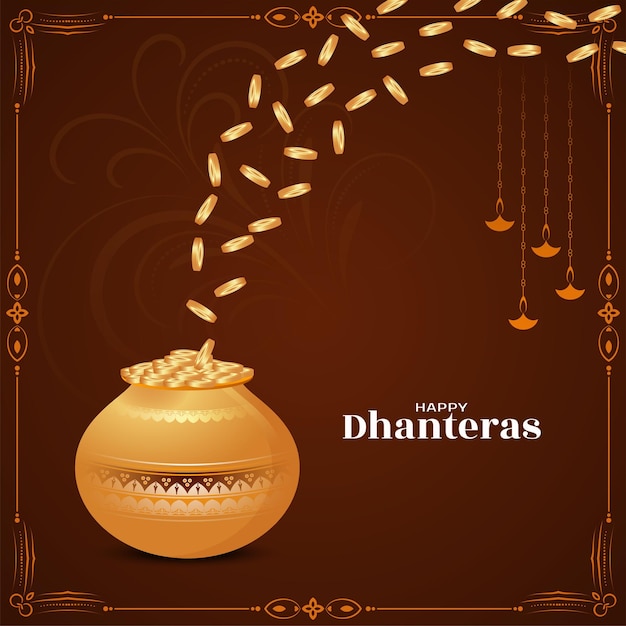 Happy Dhanteras cultural Indian festival background design vector