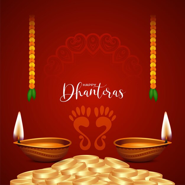 Happy dhanteras фестиваль золотых монет дизайн фона