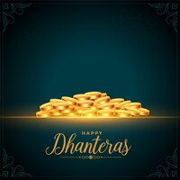 Happy dhanteras festival golden coins background