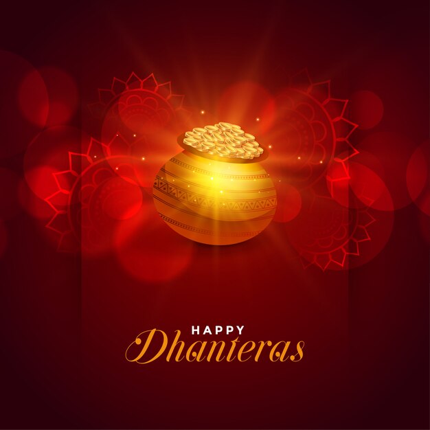 Happy dhanteras festival greeting card 