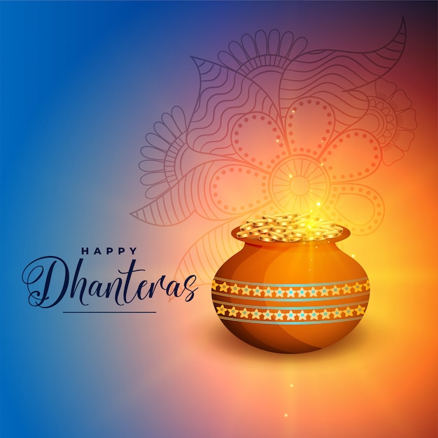 Free vector happy dhanteras festival greeting card