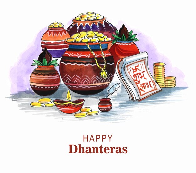 Happy dhanteras golden coins celebration card background