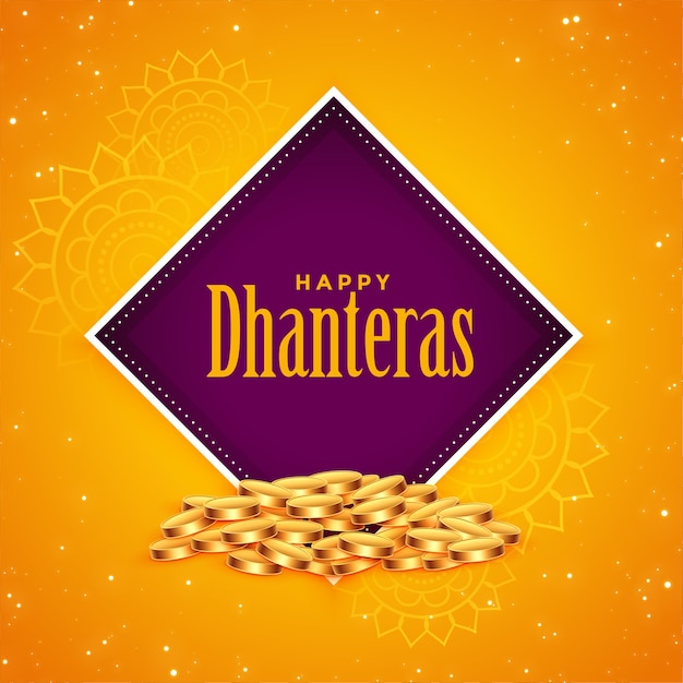 Happy dhanteras golden coins festival background