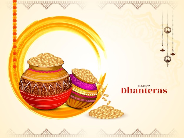 Free vector happy dhanteras hindu cultural indian festival background design vector