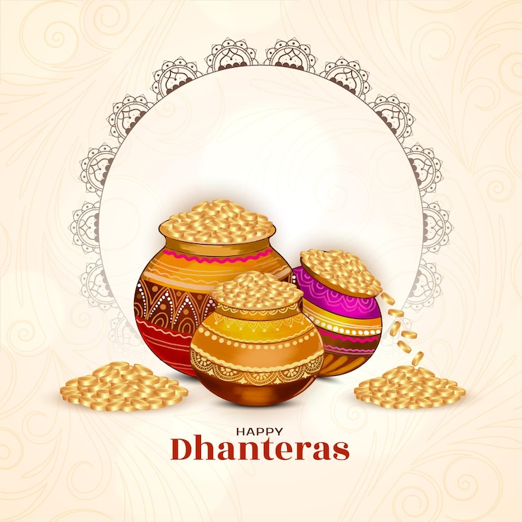 मुफ़्त वेक्टर happy dhanteras traditional indian festival greeting card