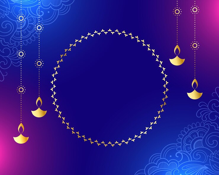 मुफ़्त वेक्टर happy diwali 2024 greeting card with golden frame and text space