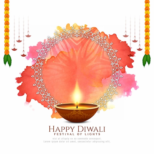 Free vector happy diwali artistic beautiful festival background with diya vector