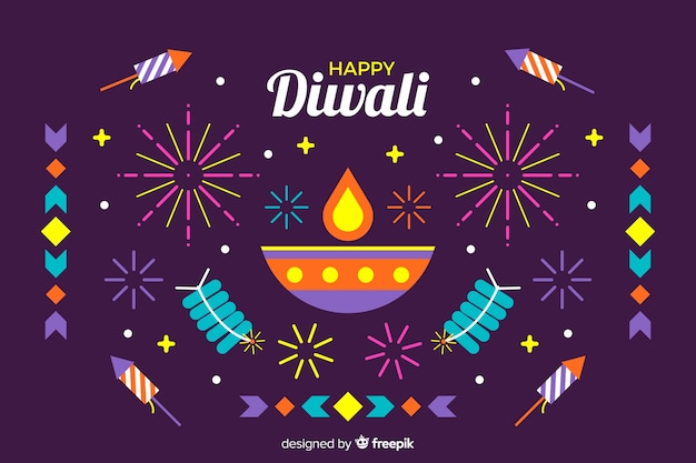 Happy diwali background in flat design