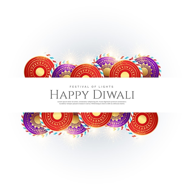 Free vector happy diwali background with festival crackers