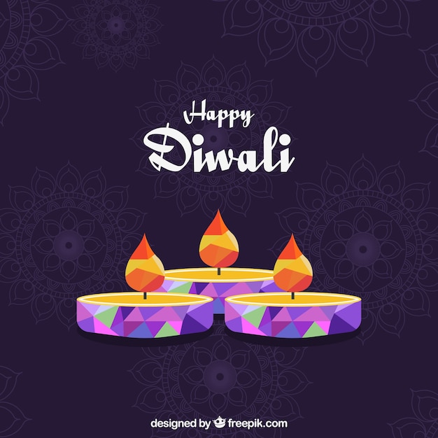 Happy diwali background with geometric candles