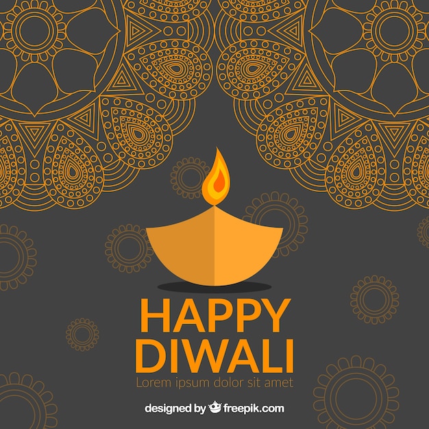 Free vector happy diwali background with golden mandalas