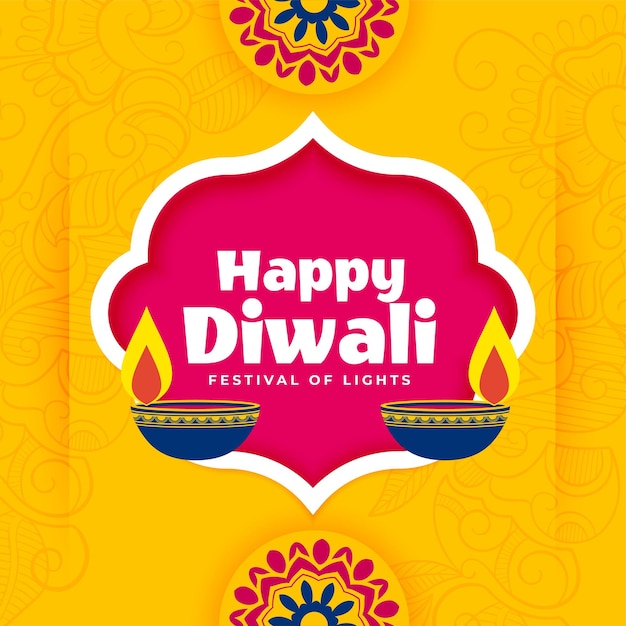 Happy diwali banner background in flat decorative style