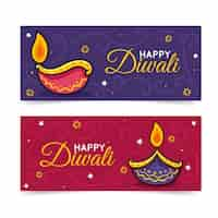 Free vector happy diwali banners concept