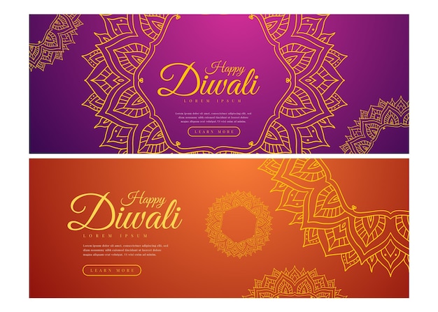 Free vector happy diwali banners template