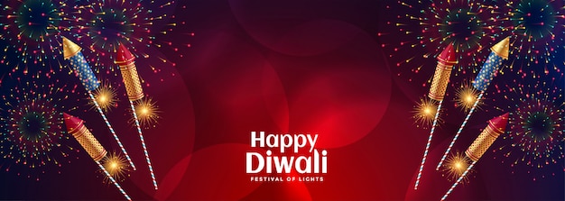 Happy diwali celebration firework with bursting crackers